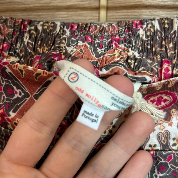 NWT Odd Molly Wide Leg Viscose Pants Light Mahogany Mandala Print Size 2/Medium - Picture 8 of 9